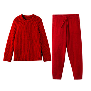 肖战同款猫人冬家居服套装25新款男女保暖红色喜庆本命年情侣睡衣