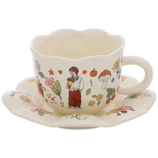 可爱陶瓷咖啡杯碟情侣杯子高级感一对乔迁新居结婚新婚礼物送新娘