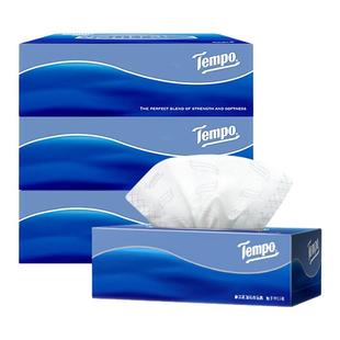 tempo得宝盒装抽纸大号硬盒装纸巾L码195x210加厚4盒高档餐巾纸