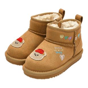 巴拉巴拉女童雪地靴儿童加厚靴子大童加绒保暖鞋子2025冬季童鞋潮