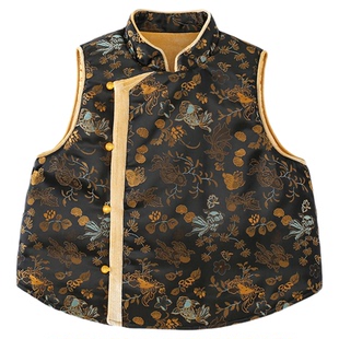 男童马甲秋冬款新中式国风套装儿童中国风加厚拜年服新年唐装容川