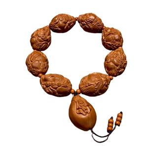 八大财神男士橄榄核手串男款盘玩女款精雕刻八宝财神核雕高端文玩