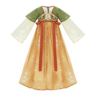十三余童装[望月瑶光]国风汉服女童复原双色连衣裙秋季新款