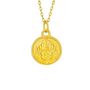 赛菲尔黄金吊坠3D硬金黄财神挂坠足金几何圆牌项坠251101