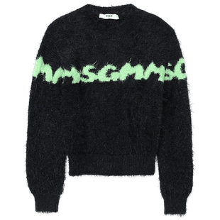 IT MSGM童装圆领毛绒针织衫新款软糯时尚logo提花套头毛衣JP091XL