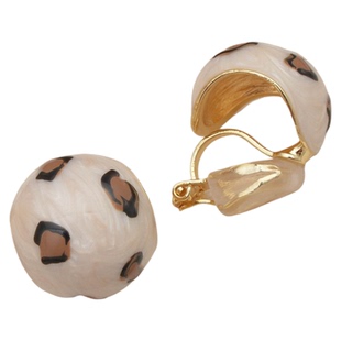 美艳气质圆满烤漆红色耳夹豹纹时尚无耳洞三角耳夹复古轻奢耳环女