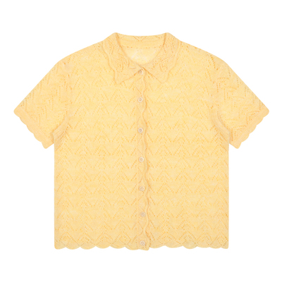 mostwanted马海毛人字镂空薄针织短袖开衫慵懒南法假日风衬衫女