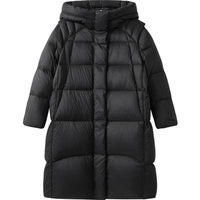 播商场同款白鹅绒连帽中长款羽绒服女24冬新款保暖外套BDR4RD3536