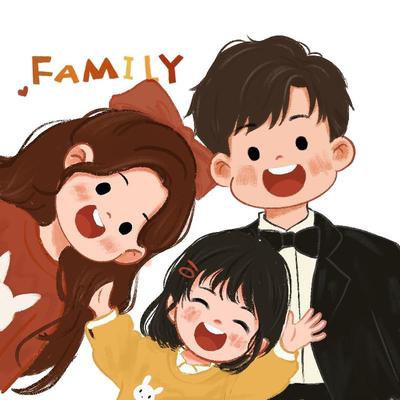 创艺设计情侣手绘头像全家福手绘