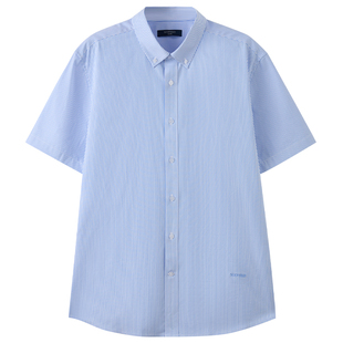SCOFIELD男装26年夏季新品日常通勤时尚商务细条纹100%棉短袖衬衫