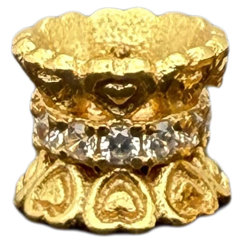 925纯银镀金花托隔珠花帽镂空DIY