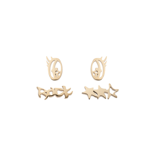 BLACKHEAD/黑头夏季新款rock字母五角星趣味组合图案耳钉情侣款