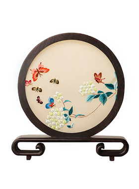 纯手工摆件办公桌新中式双面绣