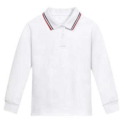 中小学生校服白色polo衫加绒长袖