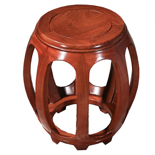 红木鼓凳仿古中式实木圆凳花梨鼓墩酸枝木坐墩古筝凳客厅茶几矮凳