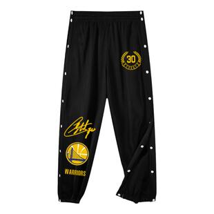 勇士队库里篮球裤男生训练裤全开排扣裤裤子男美式长裤运动裤秋季