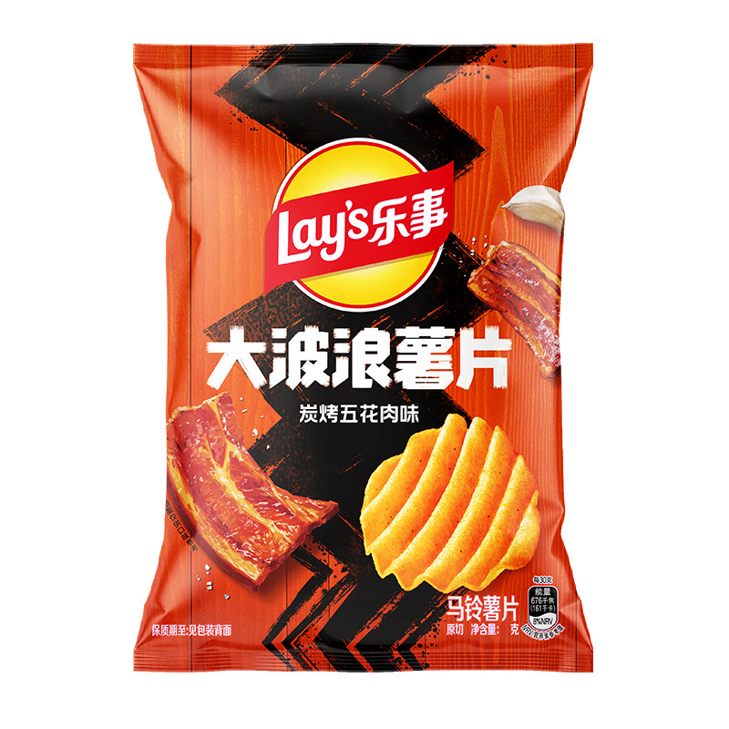 乐事大波浪薯片碳烤五花肉味70g