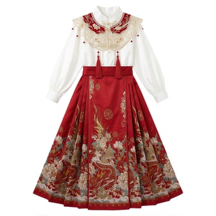 汉服女童马面裙冬装2026新款儿童拜年服新中式古风冬裙过年服国风