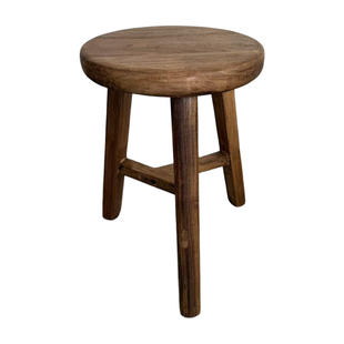 老榆木诧寂风圆凳餐桌茶桌凳实木凳子民宿客厅原木凳子