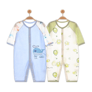 彩婴房空调服夏连体薄纯棉幼儿衣