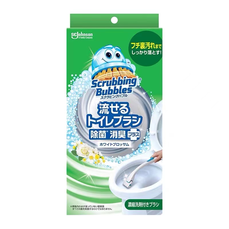 日本庄臣一次性马桶刷含清洁厕剂替换刷头可溶解壁挂式家用无死角