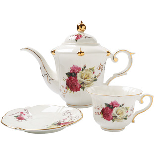 欧式田园风骨瓷咖啡杯碟小轻奢下午茶花茶杯咖啡茶壶