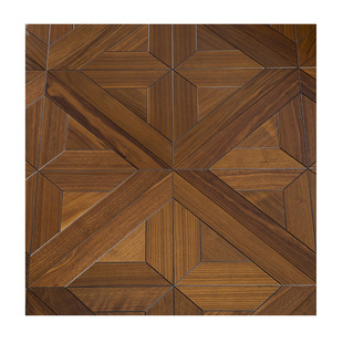 乾橙黑胡桃实木多层复合地板中古风艺术拼花木地板家用地暖可定制