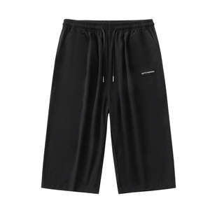 速干运动七分裤男夏季冰丝薄款短裤外穿潮牌宽松透气休闲男装中裤