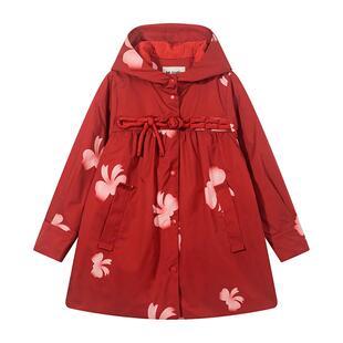 【商场同款】马拉丁童装儿童外套新年款女童大童新印花红色风衣