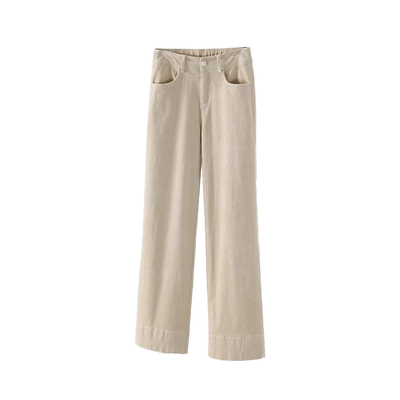 高腰知性通勤长裤条绒裤子