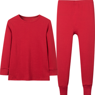 红豆红儿童本命年大红内衣马年组合套装纯棉12岁男大童女秋衣秋裤
