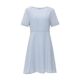 傲丝度法式短袖连衣裙夏季新品提花小个子收腰a字裙通勤女装