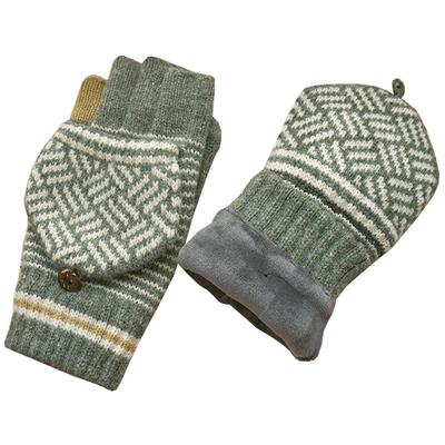 歌诺达纯羊毛男半指翻盖加绒手套