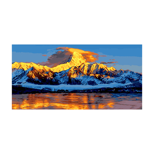 diy手工数字油画大尺寸风景画日照金山大幅高级感客厅办公室挂画