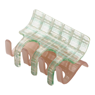 【福利专区 库存有限】夹子头饰发夹女ab面抓夹粉绿色方形棋盘格