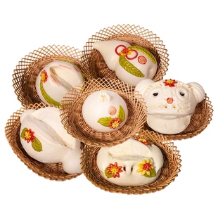 威海大馒头盆鱼喜馍馍胶东花饽饽刺猬圣虫花石榴福袋金元宝礼盒