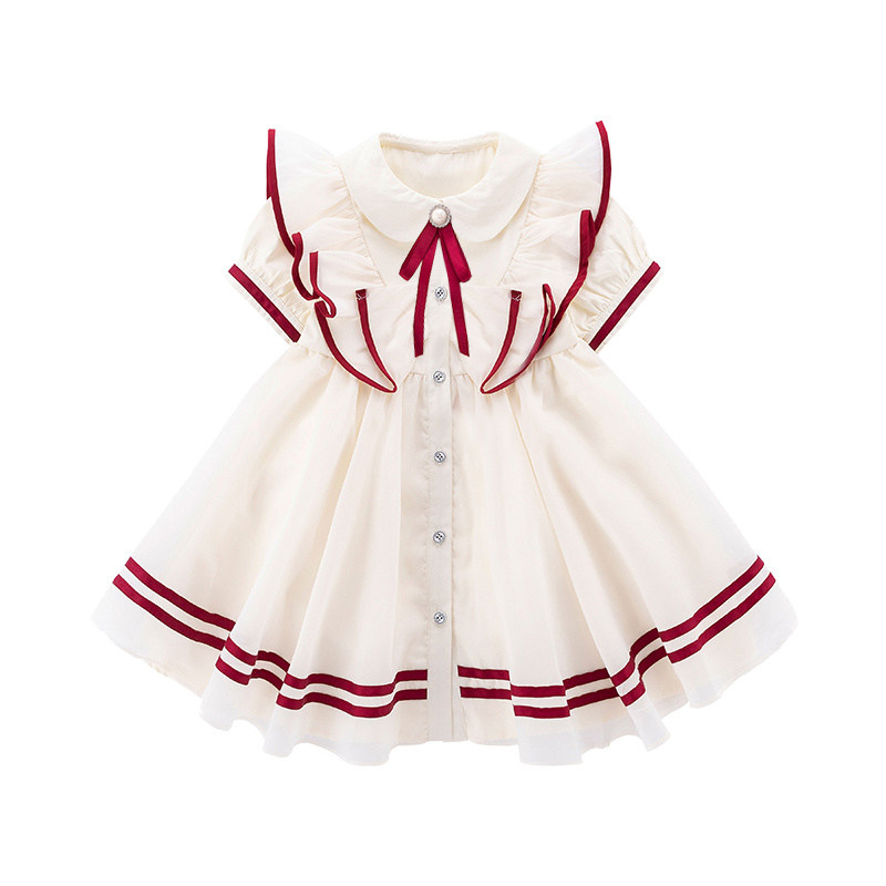 小学生夏季班服学院风红色短袖校服套装幼儿园园服毕业照表演出服
