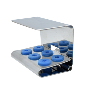 牙科洁牙刀头消毒架6孔不锈钢镜面超声波工作尖车针架骨钻消毒盒