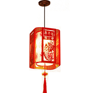 中式小吊灯餐厅吧台灯具走廊过道阳台中国风创意新春节福字红灯笼