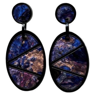 混合材质织彩迷踪耳钉(纹理随机)