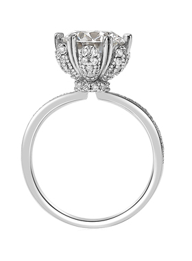 复古群镶玫瑰花苞莫桑钻结婚戒指