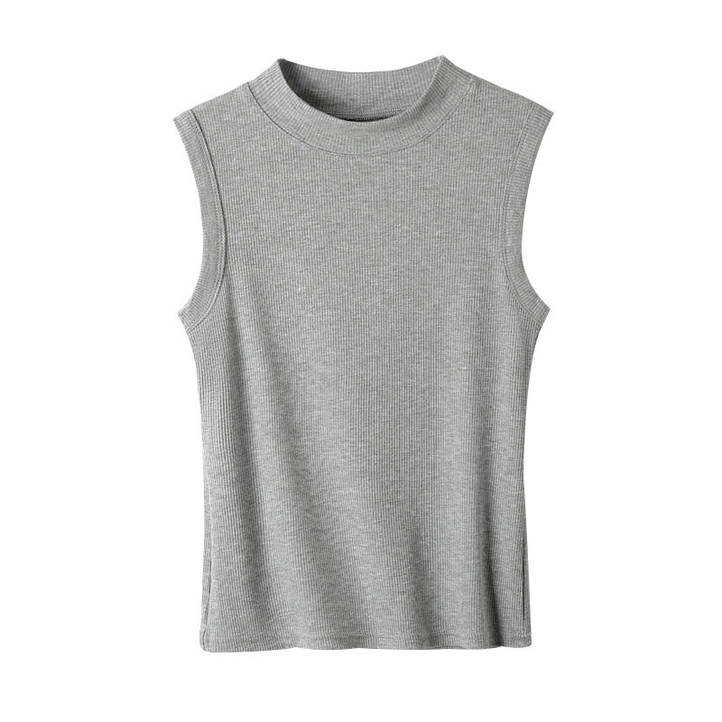 白色圆领螺纹打底衫2026夏季新款无袖背心吊带外穿内搭上衣女款