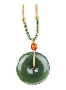 七彩云南和田玉平安扣吊坠碧玉