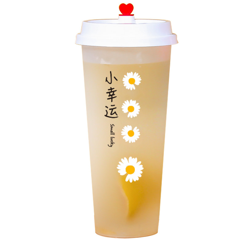 加厚一次性奶茶杯子500700磨砂