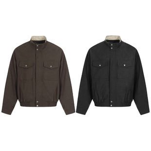 DHSS美式复古老钱风立领工装夹克男女宽松春季高级感哈灵顿外套