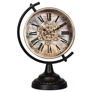 美式复古齿轮座钟轻奢客厅家用摆台式艺术摆件高级感钟表装饰时钟