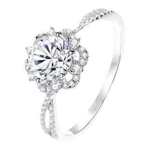 莫桑钻戒指女轻奢高级感复古群镶925银仿真结婚求婚艾莎公主钻戒