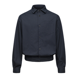 MONBLACK 条纹弹性底边细节春季新品宽松长袖衬衣夹克