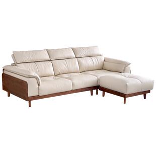 【U标•胡桃纪】全友家居实木沙发客厅新款直排纳帕皮真皮羽绒沙发