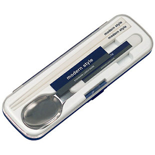 日本学生筷子勺子两件套不锈钢餐具套装成人skater日式便携餐具盒